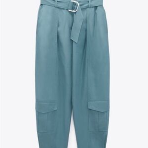 Zara Blue and Green High-Waisted Trousers NWT- XS |ANTHRACITE GREY